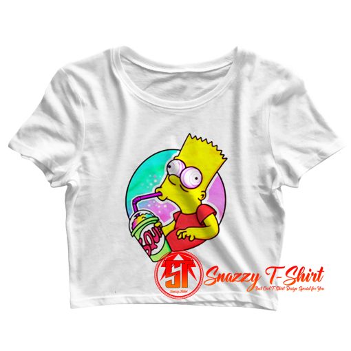 Psychedelic Bart Simpson Trippy Cartoon Funny Vector Art Crop Top Shirt