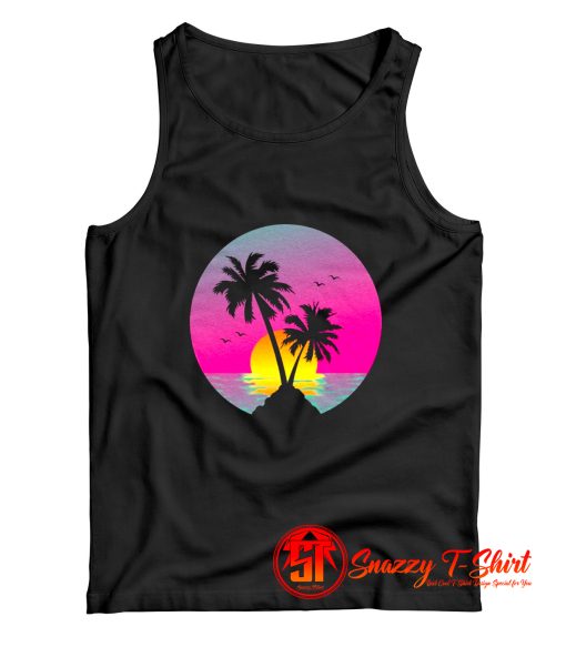 Retro 80s Aesthetic Sunset In A Circle Tank Top