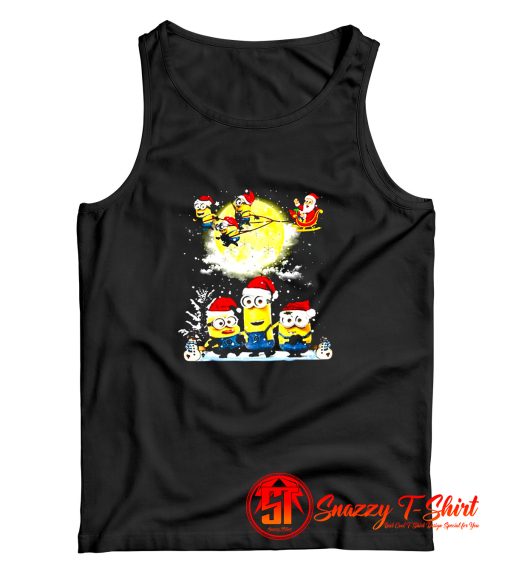 Santa Claus Riding Minions Sleigh Christmas Tank Top