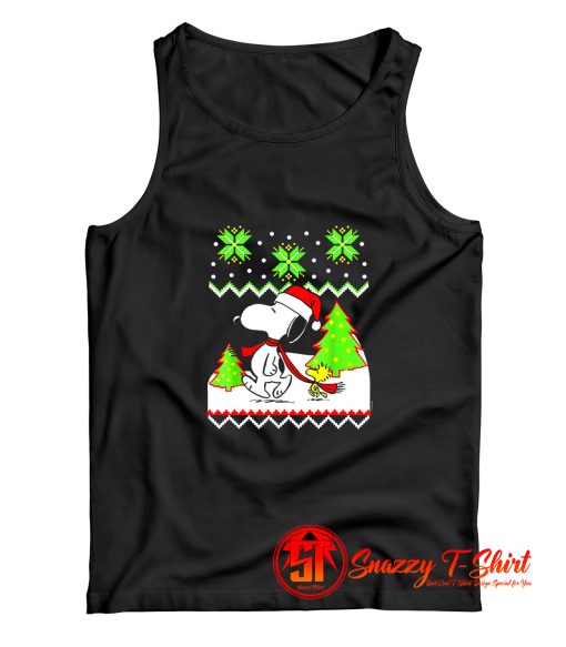 Santa Peanuts Snoopy And Woodstock Tank Top