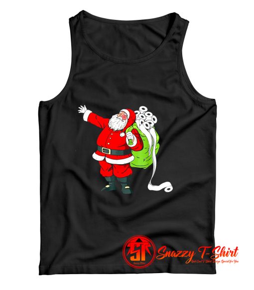 Santa with Face Mask and Toilet Paper Funny Christmas Tank Top