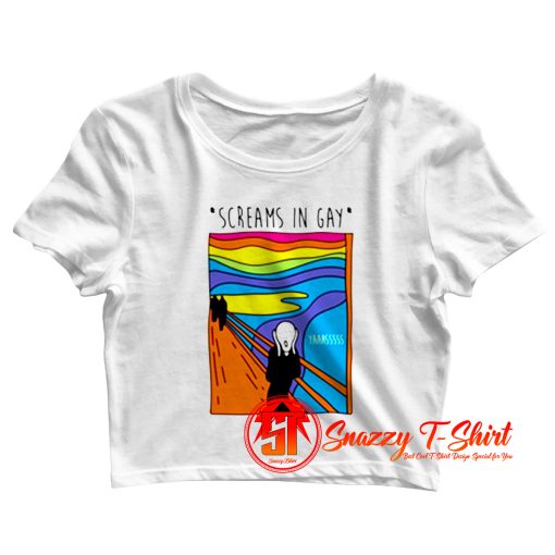 Screams In Gay Edvard Munch Parody Crop Top Shirt