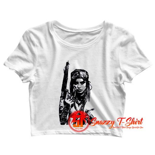 Sexy Hot Mexicana Girl Chola Chicana Mexico Mexiko Gun Hipster Gangster Swag Gangsta Crop Top Shirt