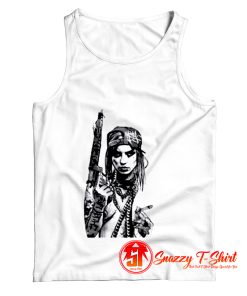 Sexy Hot Mexicana Girl Chola Chicana Mexico Mexiko Gun Hipster Gangster Swag Gangsta Tank Top