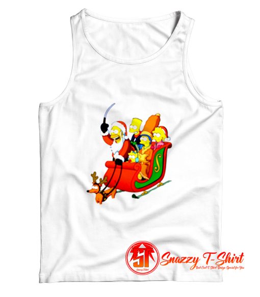 Simpsons Christmas Family On A Sleigh Tank Top