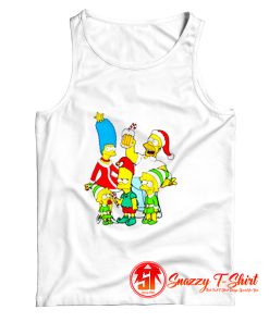 Simpsons Christmas Family and Homer With Beer Tank Top