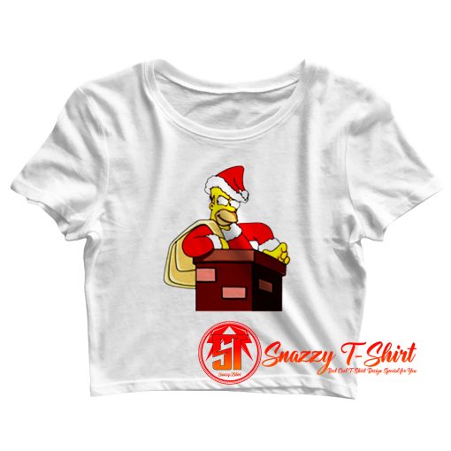 Simpsons Christmas Homer Santa Climbs Into The Chimney Crop Top Shirt