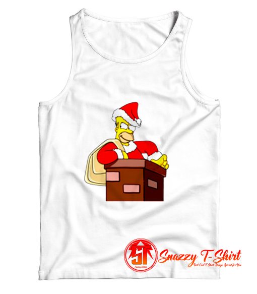 Simpsons Christmas Homer Santa Climbs Into The Chimney Tank Top