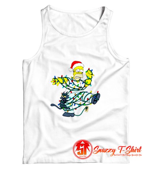 Simpsons Christmas Homer Simpson Tangled In A Garland Tank Top