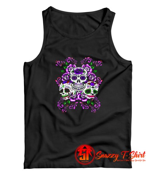 Skull Purple Floral Tank Top