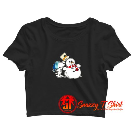 Snoopy Peanuts Snowman Christmas Crop Top Shirt