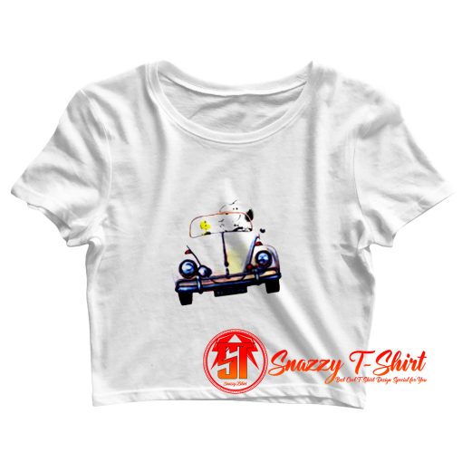 Snoopy Woodstock Driving Car Crop Top Shirt