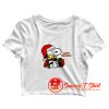 Snoopy Woodstock Peanuts Tee Happy Holidays Crop Top Shirt