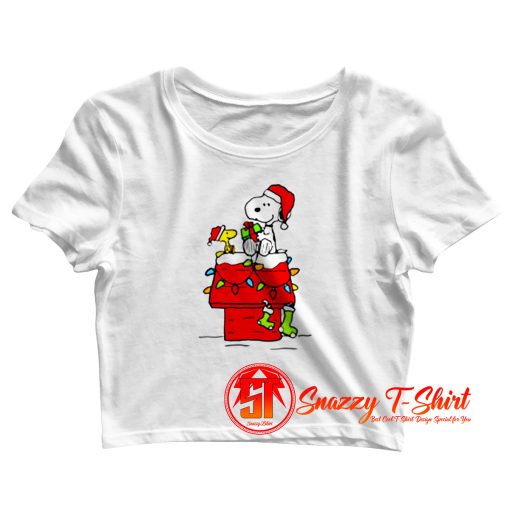 Snoopy and Woodstock Christmas Crop Top Shirt