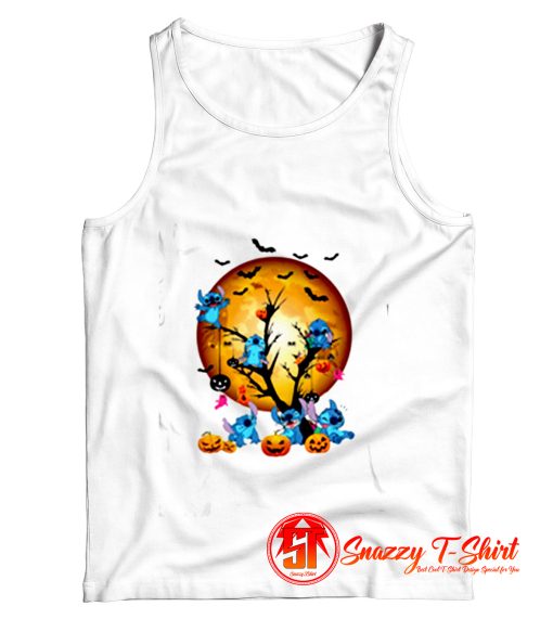 Stitch Pumpkin on tree happy Halloween Tank Top