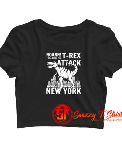 T Rex Attacks New York Crop Top Shirt