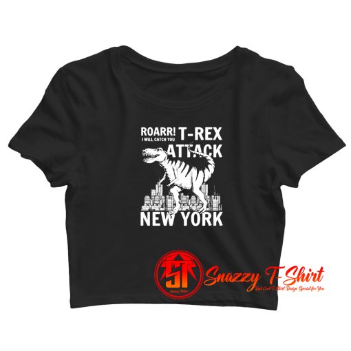 T Rex Attacks New York Crop Top Shirt