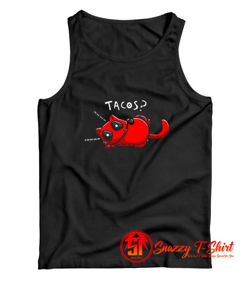 Tacos Funny Deadpool Cat Spoof Marvel Comics Tank Top