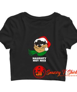 Tasmanian Devil Naughty Not Nice Christmas Crop Top Shirt