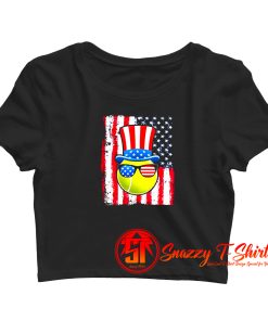 Tennis Ball American Flag Crop Top Shirt