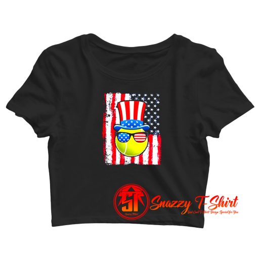 Tennis Ball American Flag Crop Top Shirt