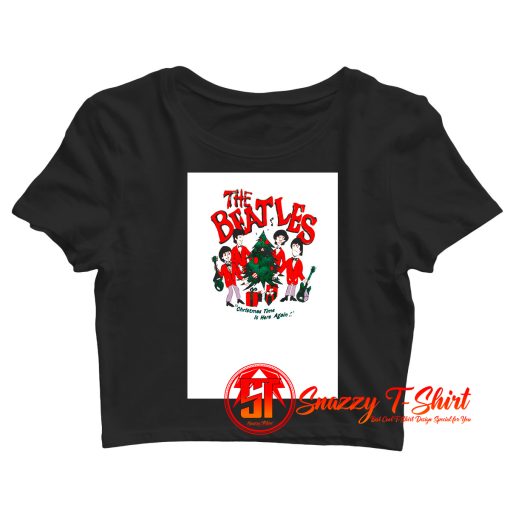 The Beatles Christmas Cartoon Retro Crop Top Shirt