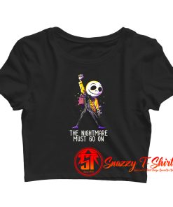 The Nightmare Must Go On Funny Rock Music Skellington Crop Top Shirt