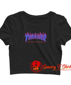 Thrasher Blue Flame Crop Top Shirt