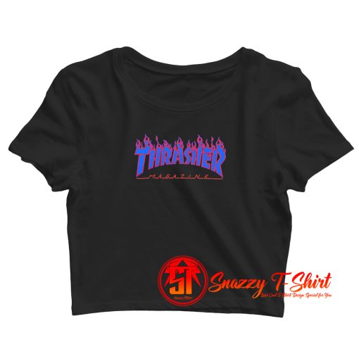 Thrasher Blue Flame Crop Top Shirt