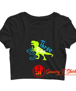 Three Rex Funny Graphic Crop Top Shirt