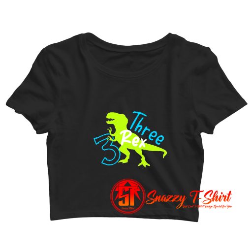 Three Rex Funny Graphic Crop Top Shirt