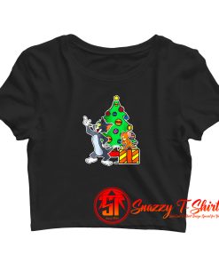 Tom And Jerry Playing Around Christmas Crop Top Shirt