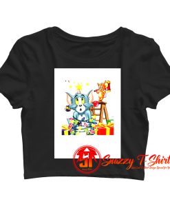 Tom Jerry Cartoon Vintage Christmas Crop Top Shirt