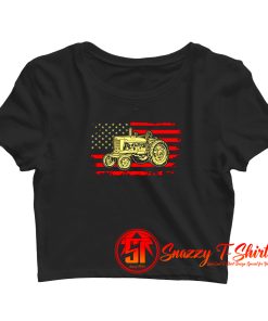 Tractor American Flag Farming Vehicles Cars Crop Top Shirt