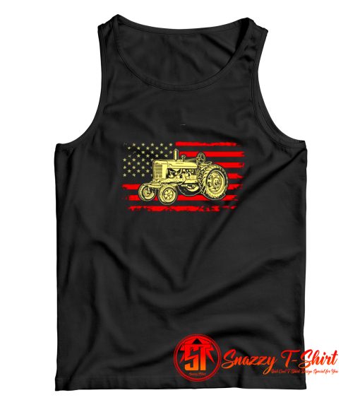 Tractor American Flag Farming Vehicles Cars Tank Top