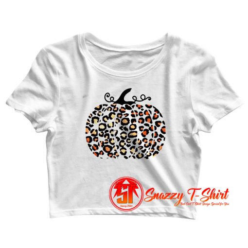 Trendy Leopard Pumpkin Crop Top Shirt