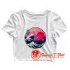 Tsunami Synthwave Vapor Wave Japan Japanese 80s Electronic Crop Top Shirt