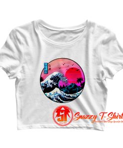 Tsunami Synthwave Vapor Wave Japan Japanese 80s Electronic Crop Top Shirt