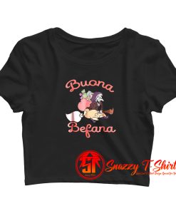 Vintage Buona Befana Italian Christmas Crop Top Shirt