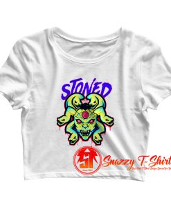 White Stoned Medusa Crop Top Shirt