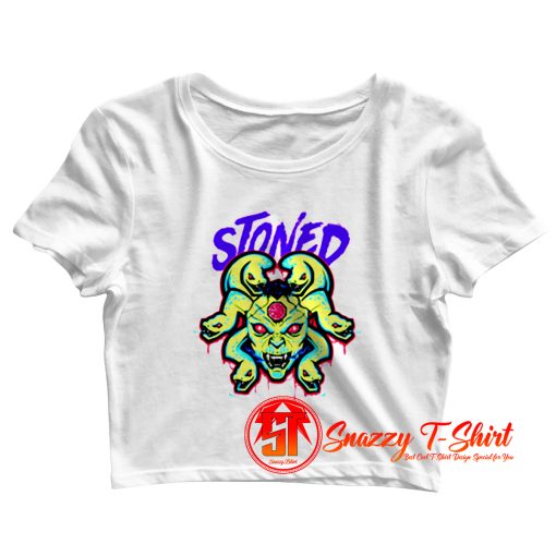 White Stoned Medusa Crop Top Shirt