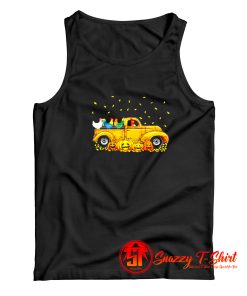 Yellow Car Truck Chickens And Pumpkins Halloween Tank Top