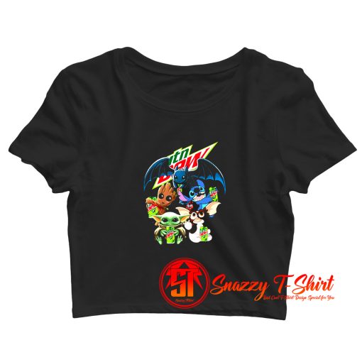 Yoda Baby Groot and Toothless Stitch Gizmo Crop Top Shirt