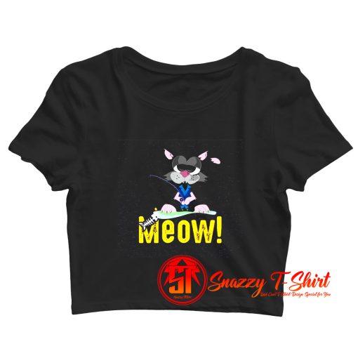 meow cat funny gift for cats lovers Crop Top Shirt