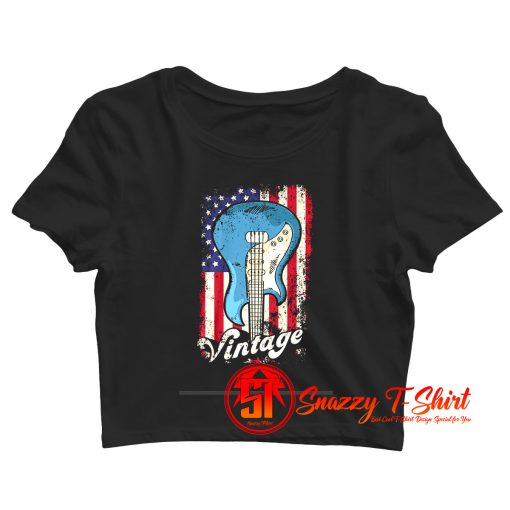 merican Flag Vintage Guitars Crop Top Shirt